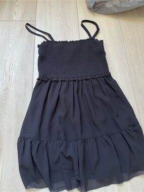 Quince NWT Black Smocked Bodice Spaghetti Strap Sundress